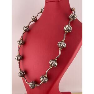 Modernist handmade handcrafted Beads 14K gold Sterling silver 925 Necklace